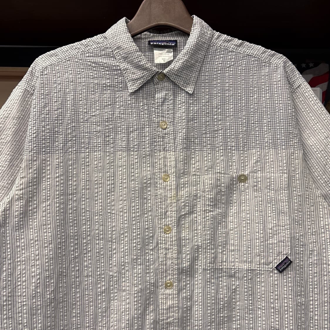 00s 파타고니아 멀티 스트라이프 패턴 시어서커 셔츠 사선탭 N1030 상품이미지3