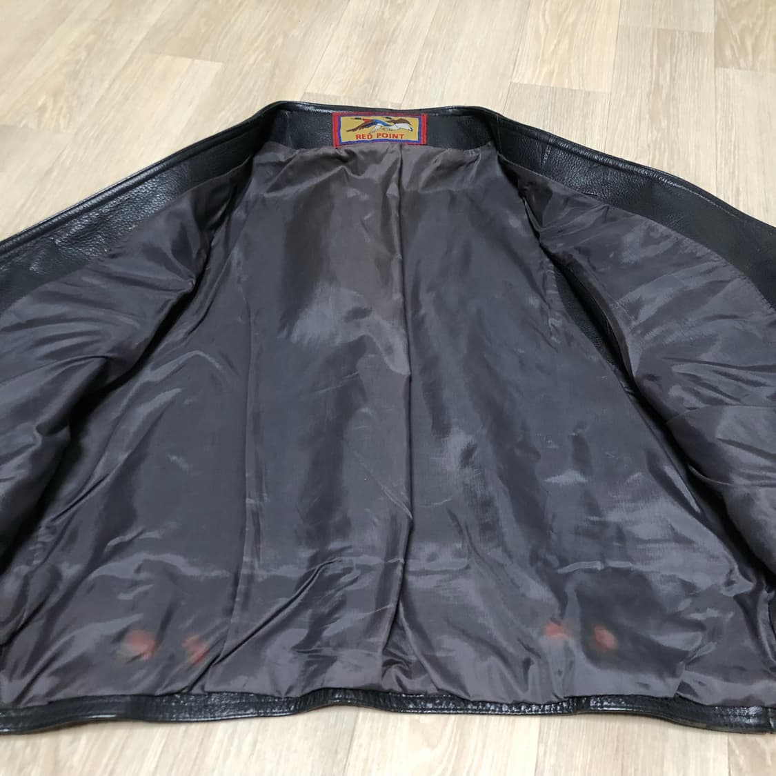 (L) RED POINT 빈티지 소가죽 레더 아웃도어 베스트 블랙 상품이미지8