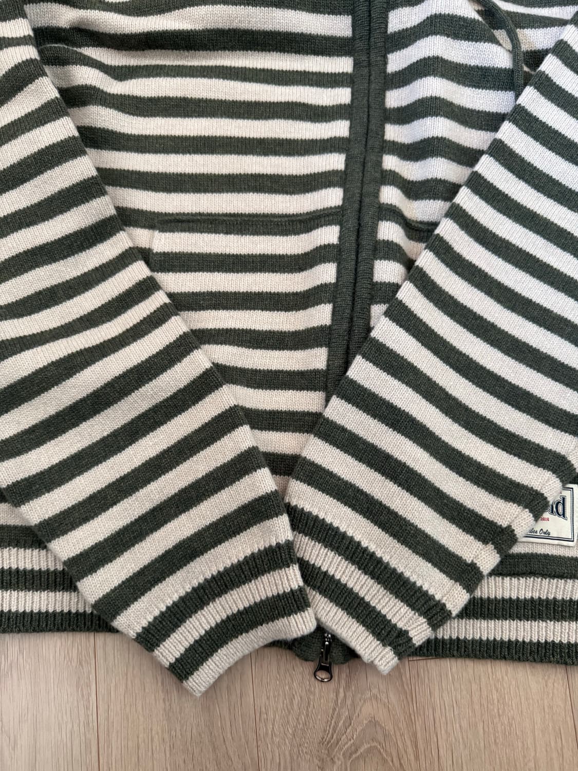 슬로우애시드 니트 후드집업 M 카키 상품이미지3