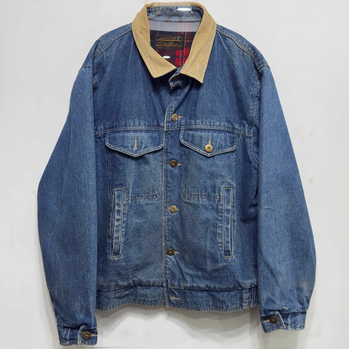 80s 에디바우어 플란넬 안감 데님 자켓 상품이미지1