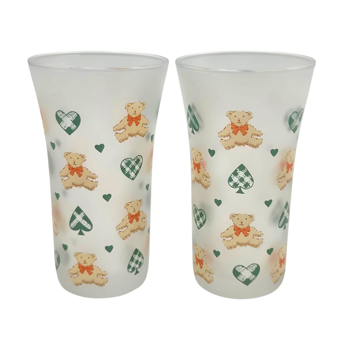 90s 불투명 스페이드 하트 테디베어 롱 글라스 1p 상품이미지1
