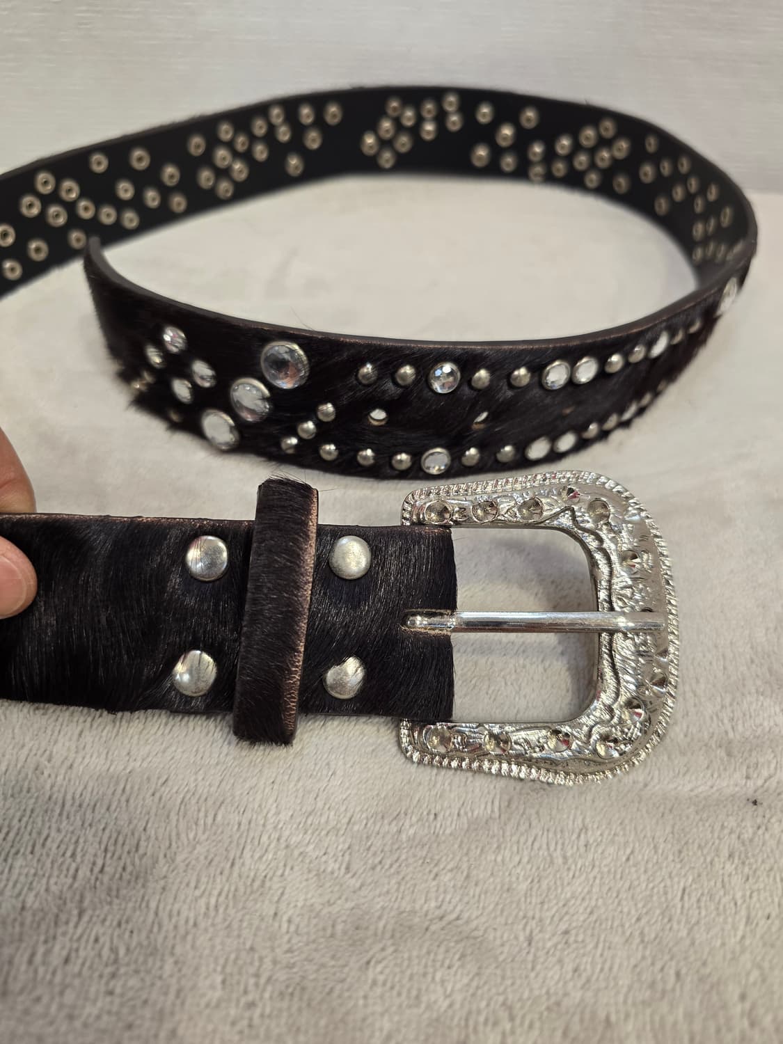 톰보이 웨스턴 스타일 스터드 장식 소가죽 벨트 남여공용 상품이미지4