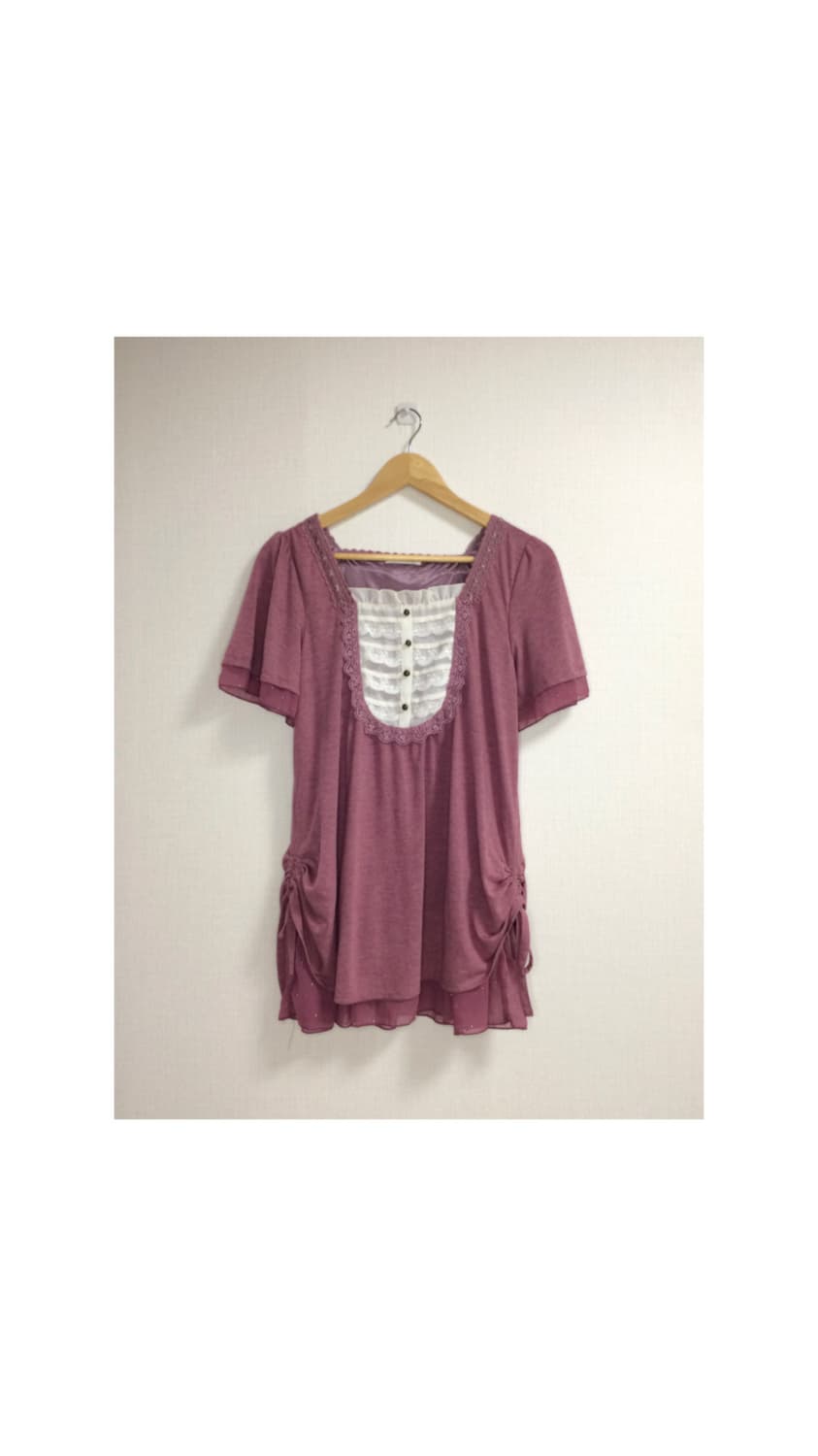axes femme 엑시즈팜 레이스 퍼플 셔링 반팔 튜닉 상품이미지1