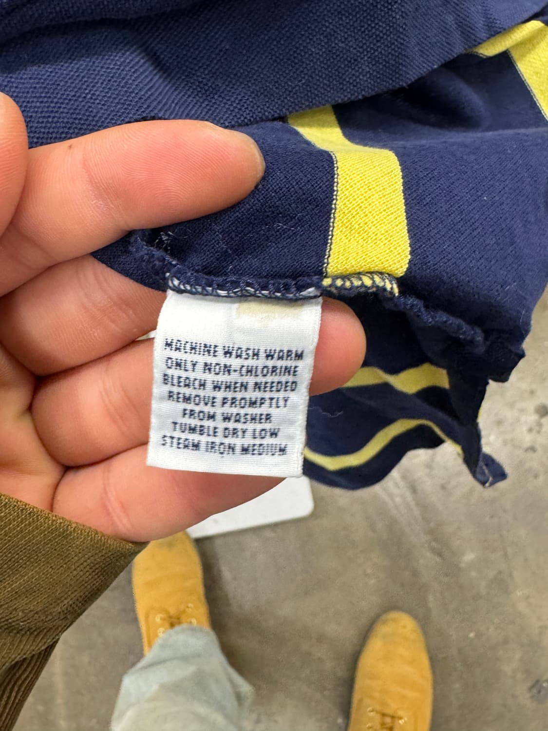 폴로 골프 네이비 옐로우 스트라이프 반팔티 M 상품이미지4