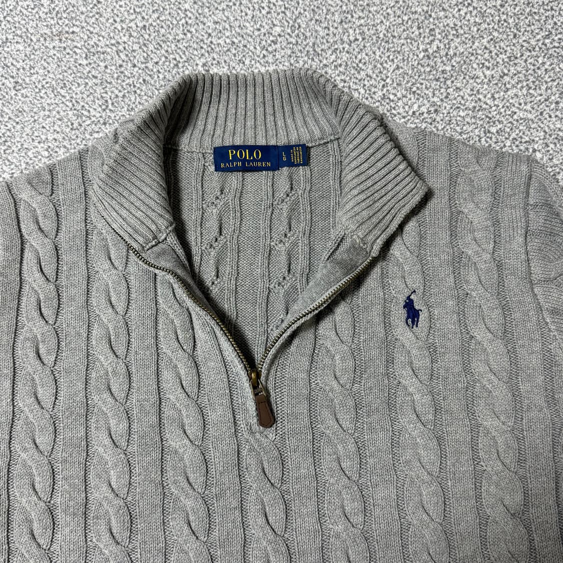 폴로 랄프로렌 꽈배기 니트 반집업 L 상품이미지4