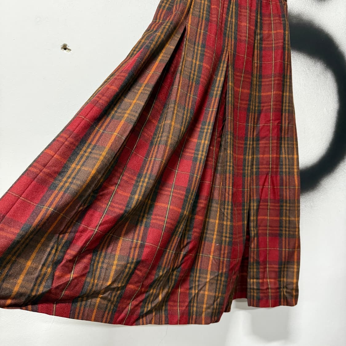 VTG 빈티지 울 혼방 타탄 체크 플리츠 스커트 상품이미지4