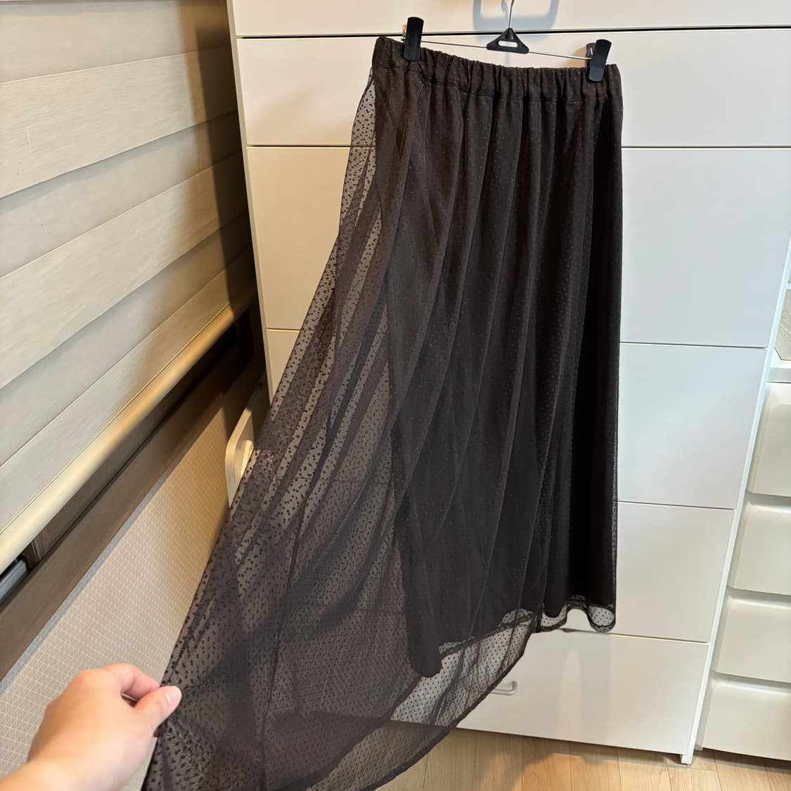 일본브랜드 아메리칸홀릭 브라운 도트 롱 샤 스커트 상품이미지2