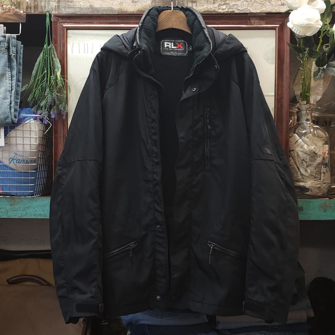 폴로 rlx 바이커 스포츠 자켓 하드쉘 아웃도어 점퍼 블랙 L 상품이미지1