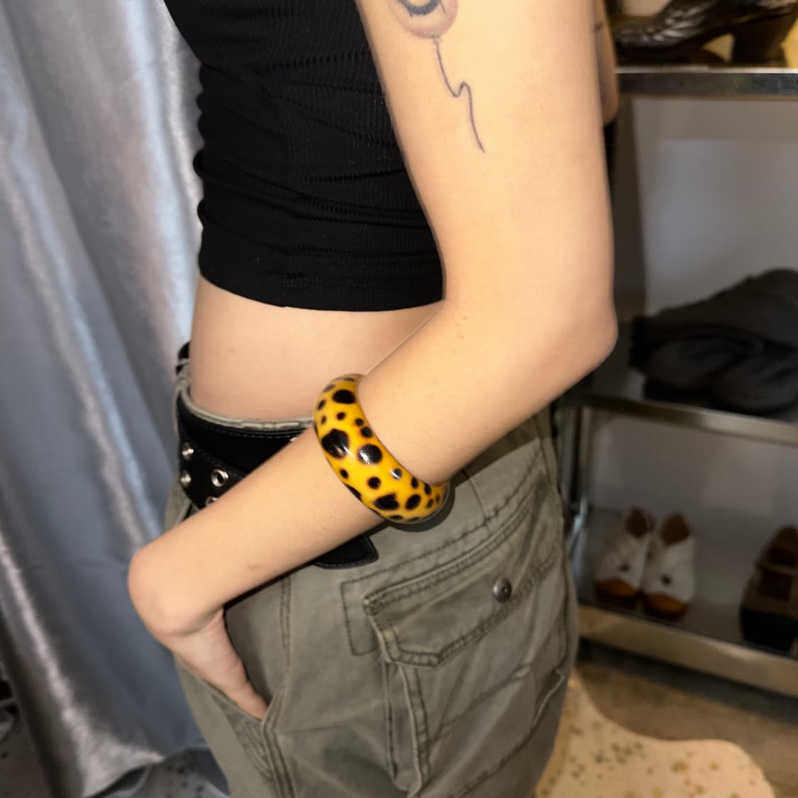 00s 빈티지 나무 치타 프린트 뱅글 상품이미지5