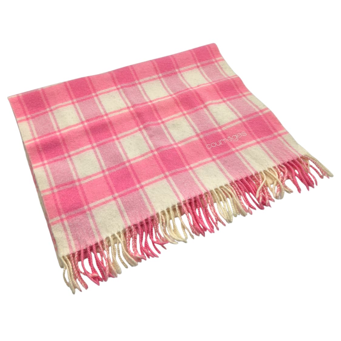 90s 꾸레쥬 핑크 타탄 울 블랭킷&머플러 상품이미지2