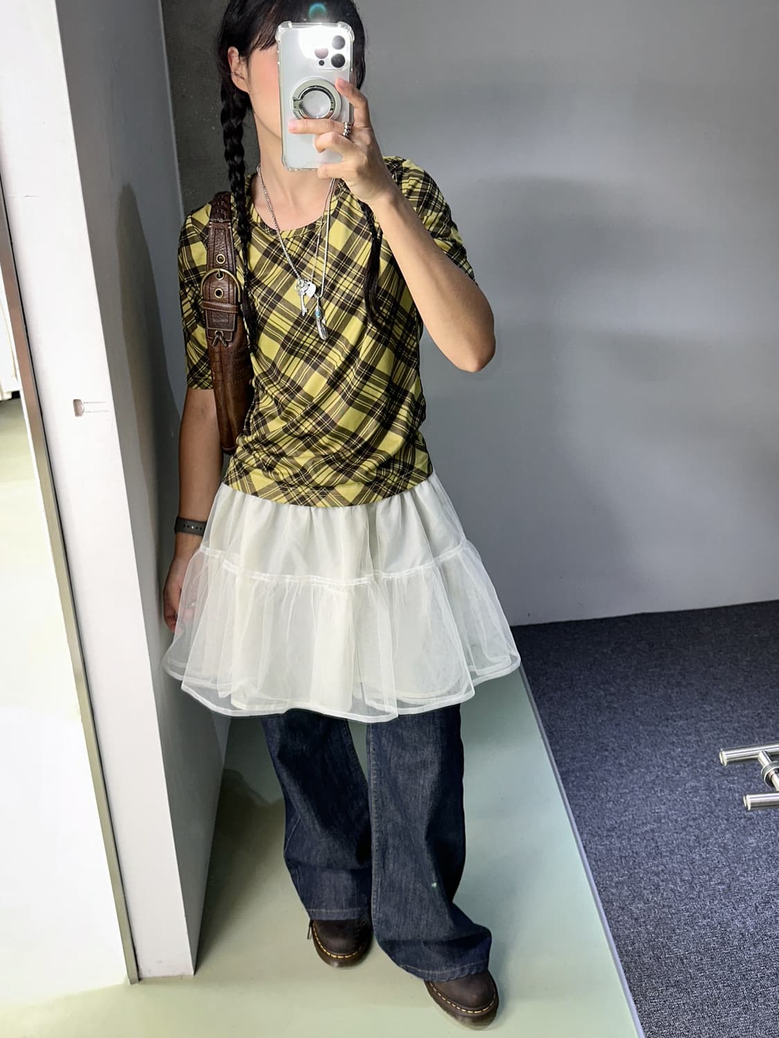 yellow checked top 상품이미지3
