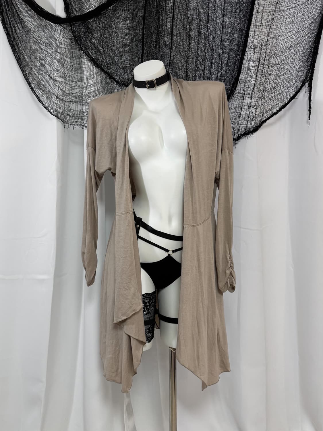 beige shirring long cardigan 상품이미지1