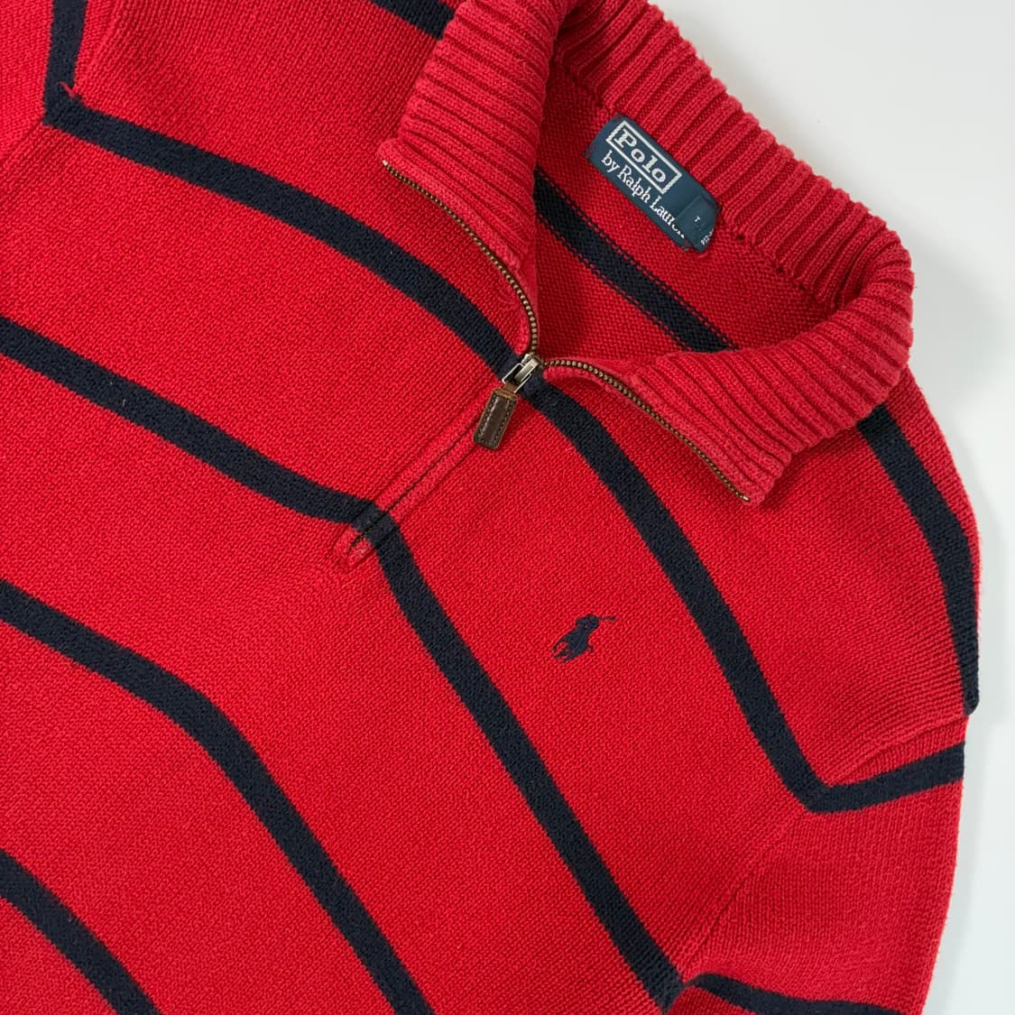 Polo 폴로 랄프로렌 레드 스트라이프 쿼티집업 니트 상품이미지3