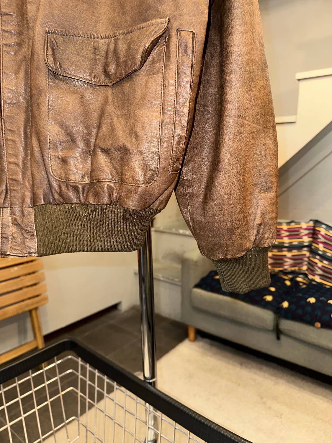 90’s Japanese lambskin A-2 bomber jacket 상품이미지9