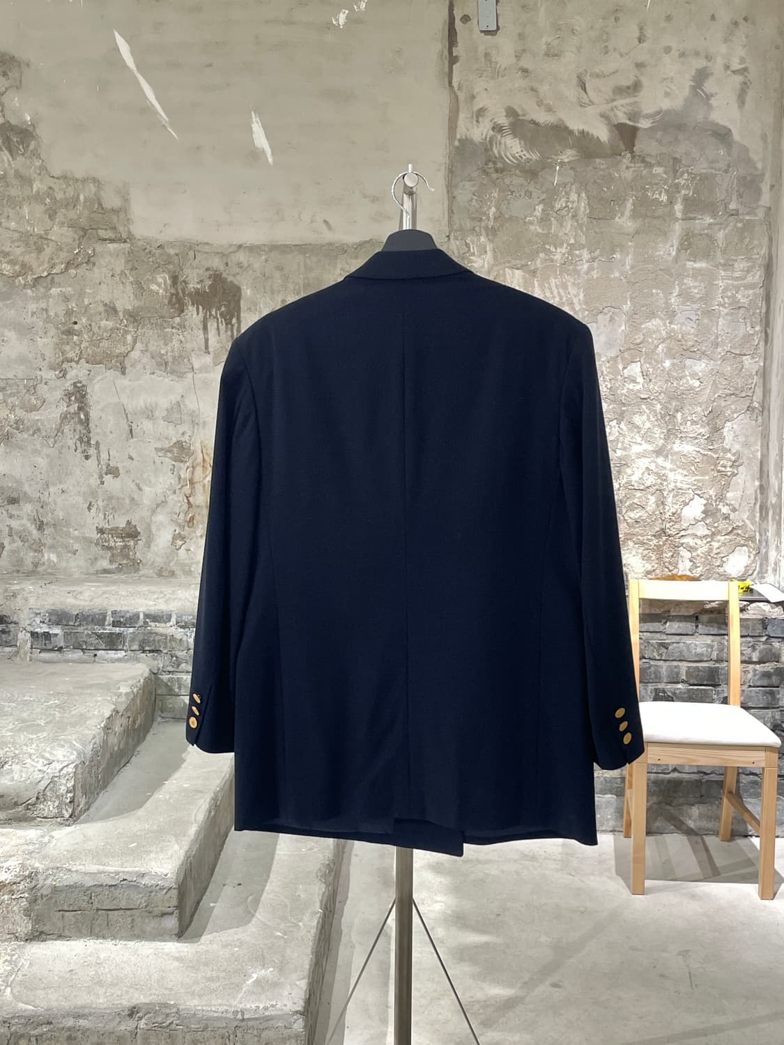 랑방 다크 네이비 체크 1B 금장 큐프라 블레이저 상품이미지6