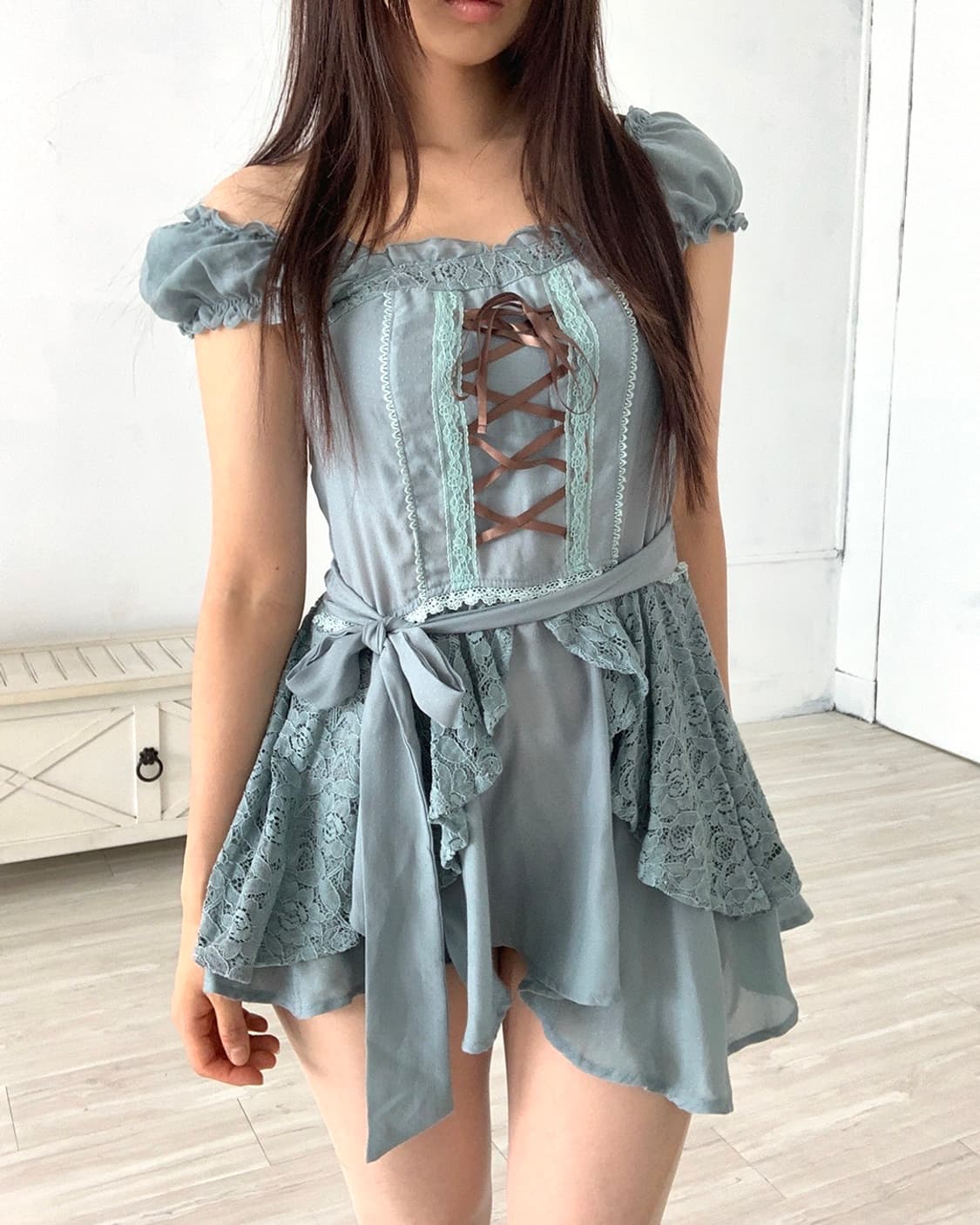 Emerald Mint Fairy Off-Shoulder Dress 상품이미지6