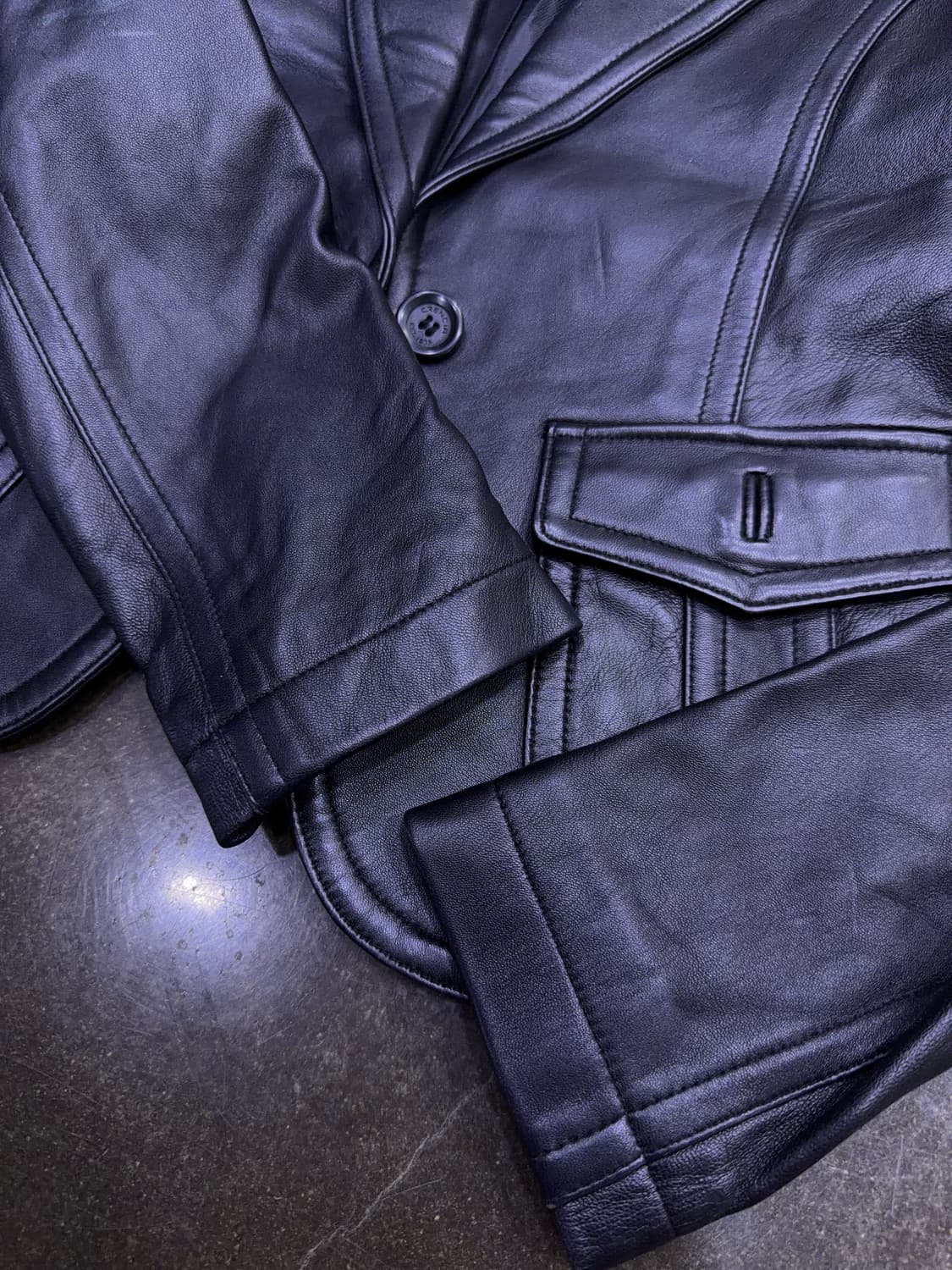 크렌시아 블랙 양가죽 원버튼 싱글 레더 가죽자켓 85 상품이미지6