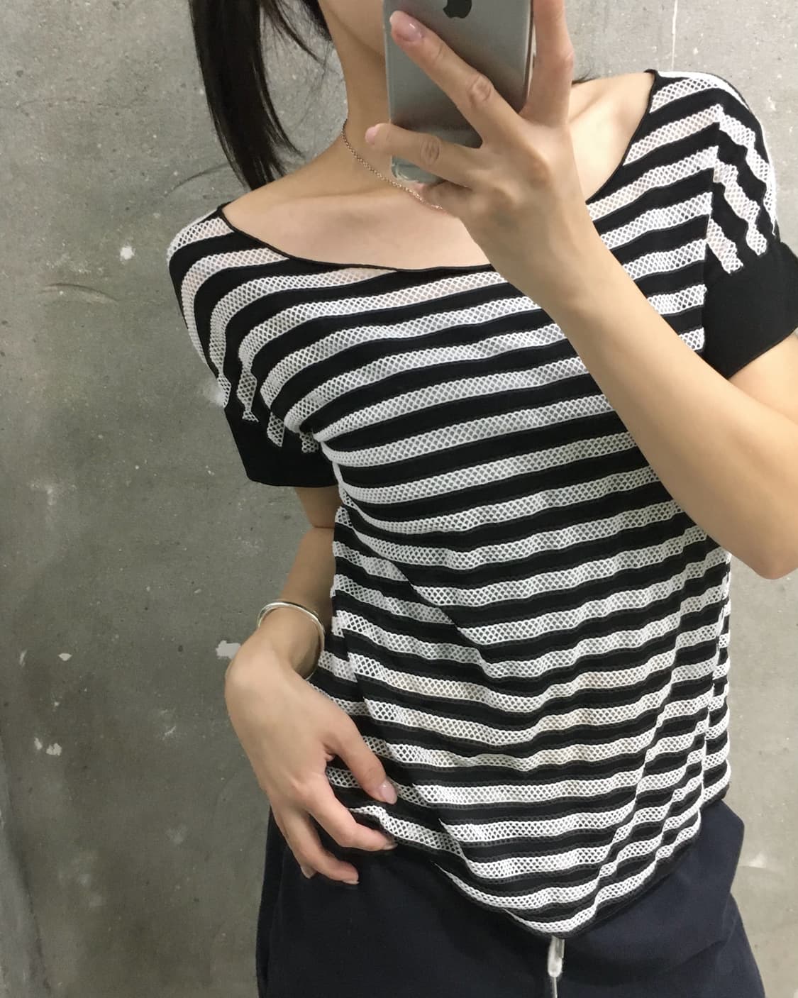 ARMANI COLLEZIONI 아르마니꼴레지오니 레이온 스트라이프 반팔 상품이미지2