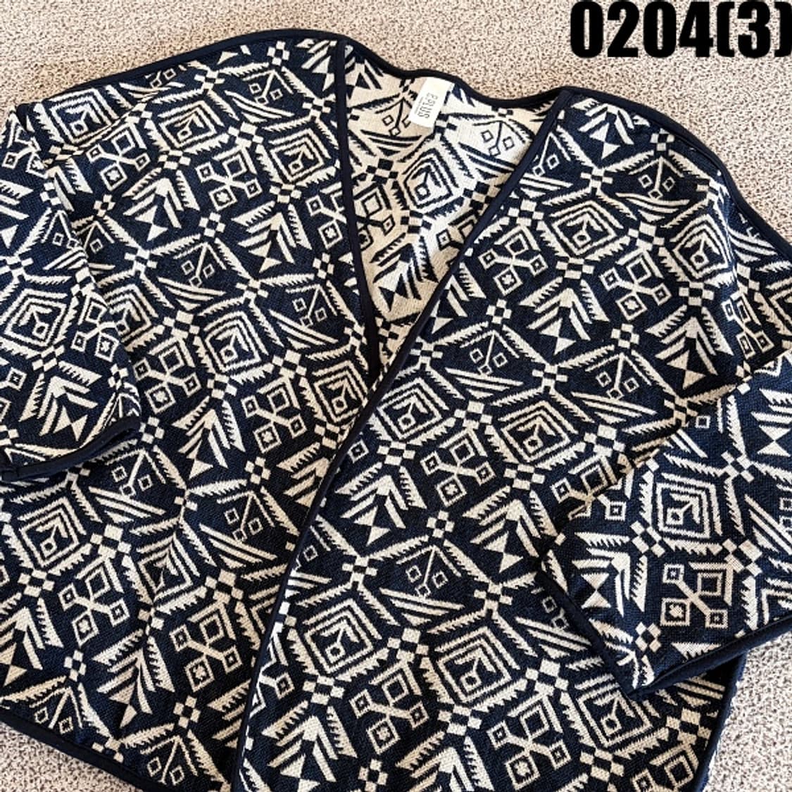 [실측확인] 빈티지 남녀공용 패턴 누빔 가디건 자켓 0204(3) 상품이미지2