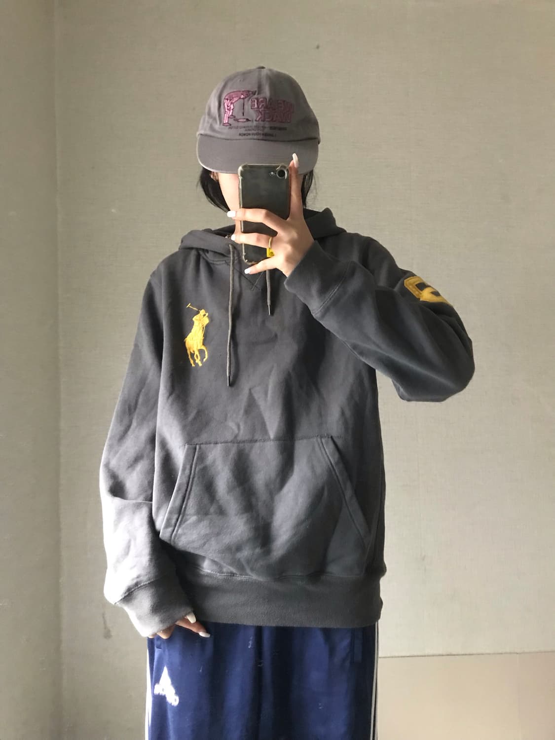폴로 그레이 빅포니 후드티 상품이미지1