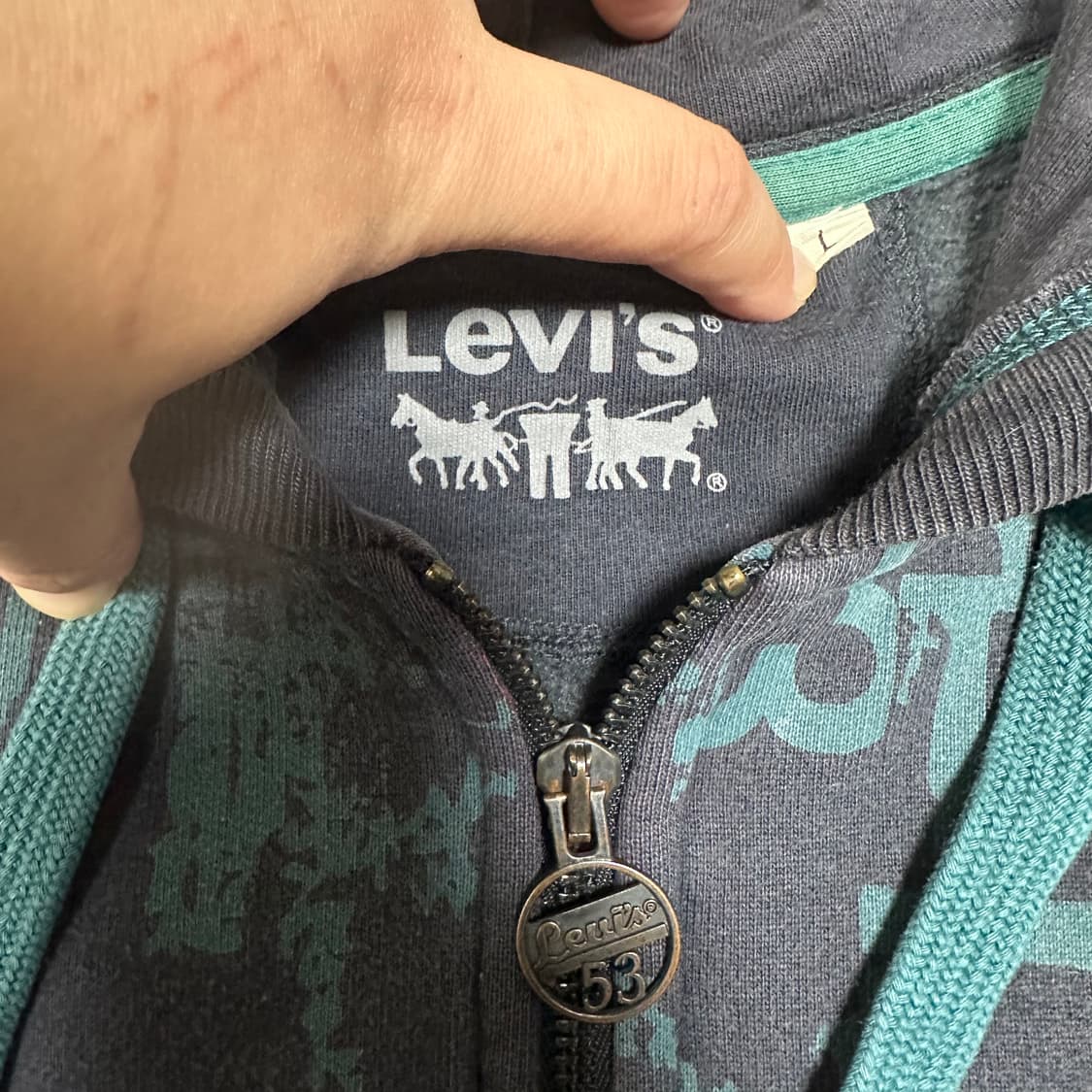 ✨ (바배) 리바이스 펑크 레터링 기모 후드집업 상품이미지3