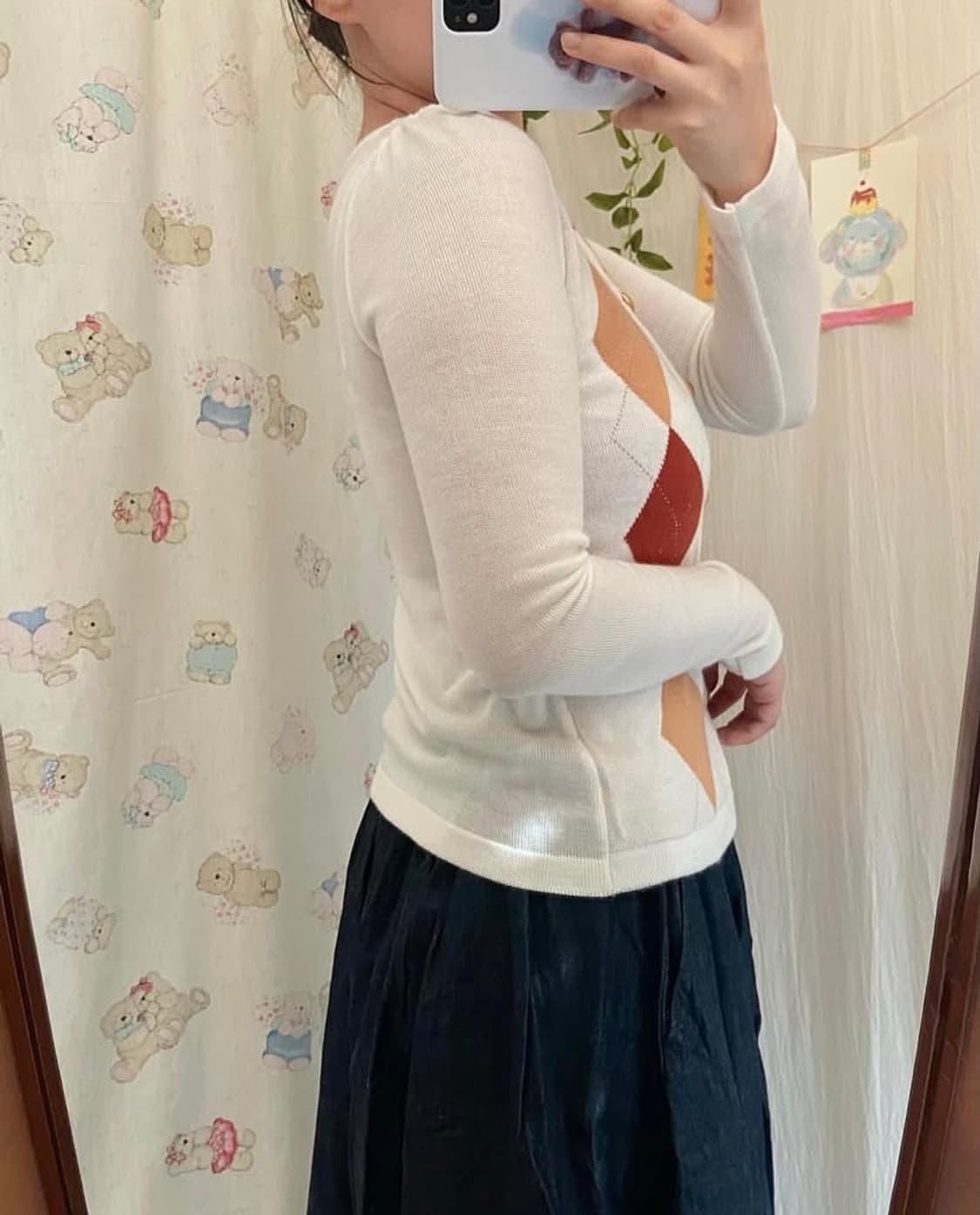 아가일 니트 가디건 상품이미지2