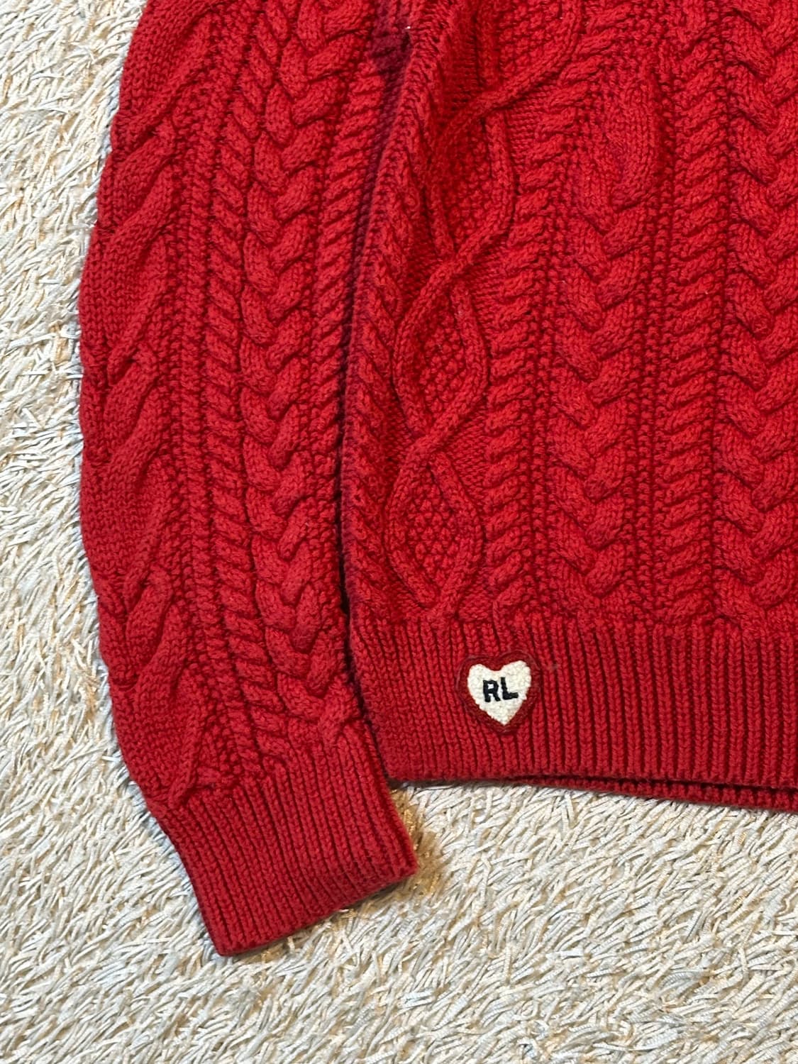 폴로 랄프로렌 신형 RL 하트로고 케이블 코튼 꽈배기 니트 상품이미지3
