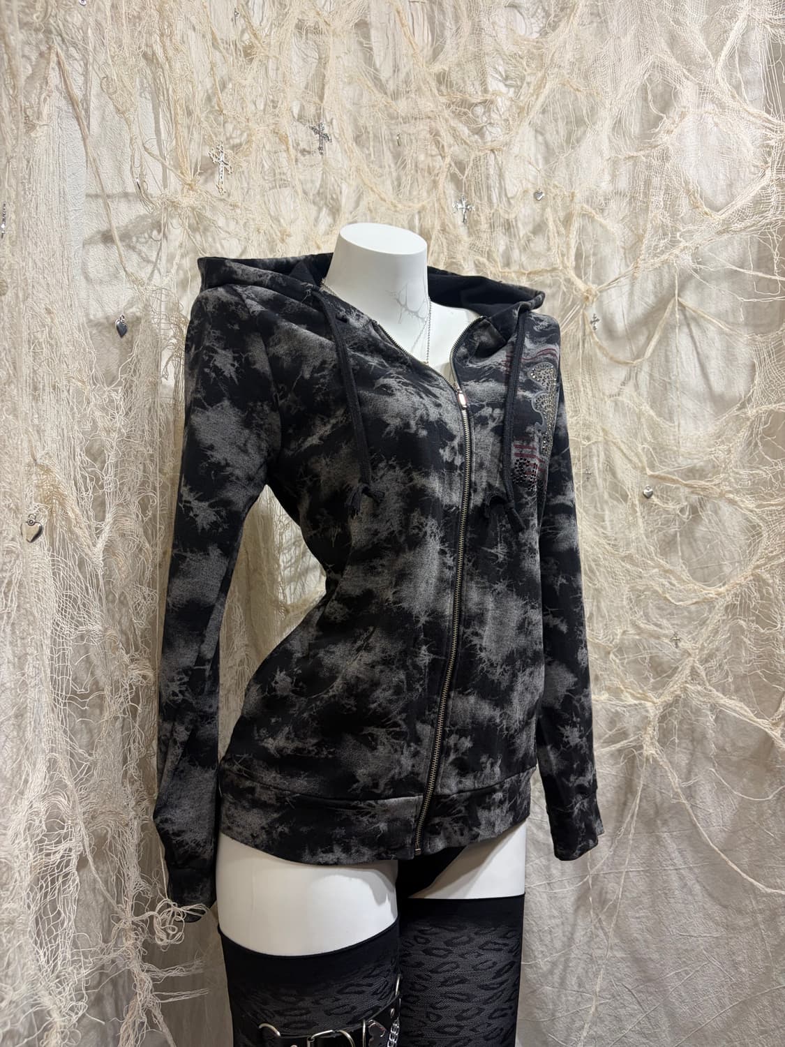 Y2K tie-die cubic mouse hoodie zip up 상품이미지6