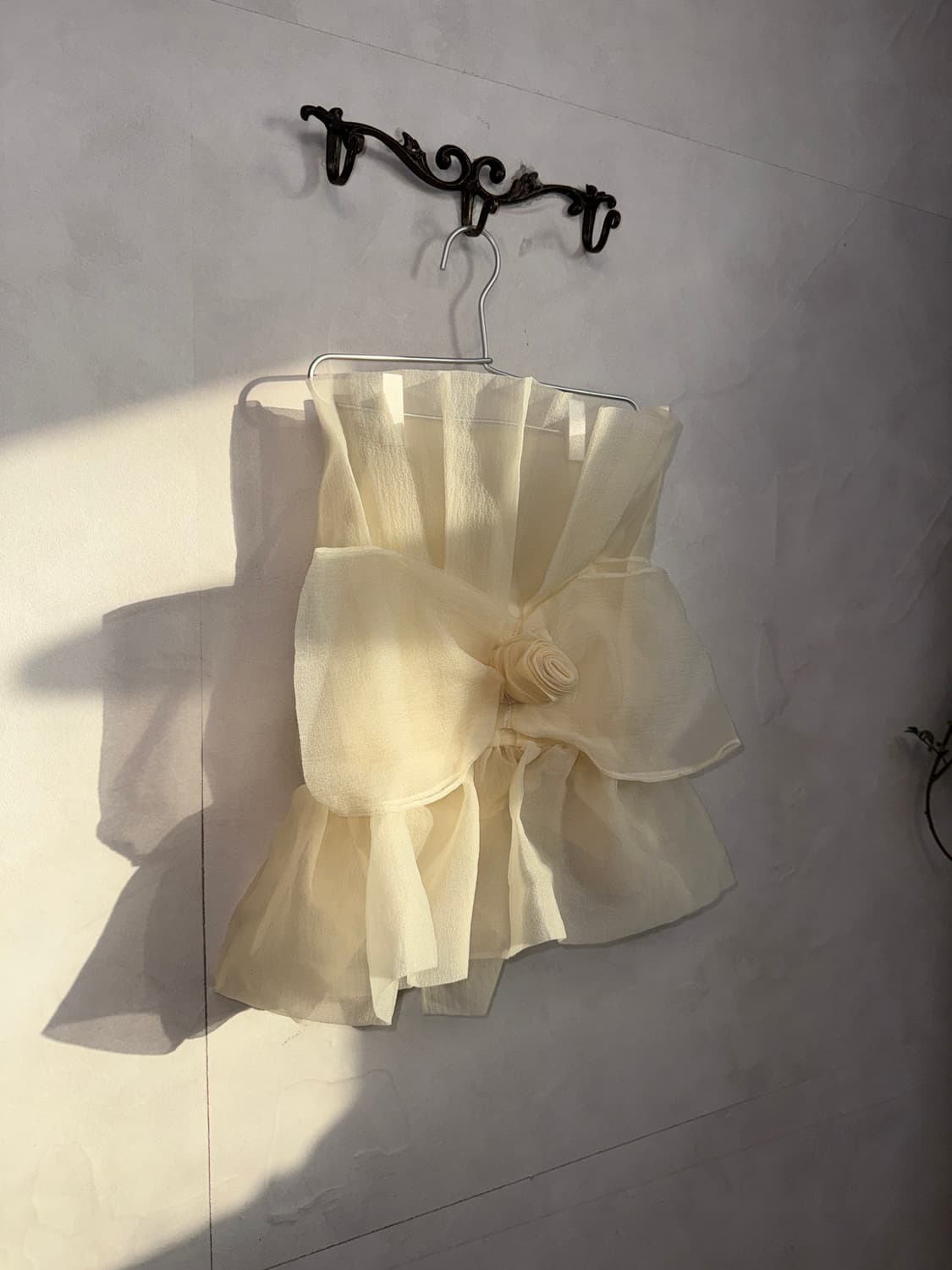 Ivory organza rose corset tube top 상품이미지3