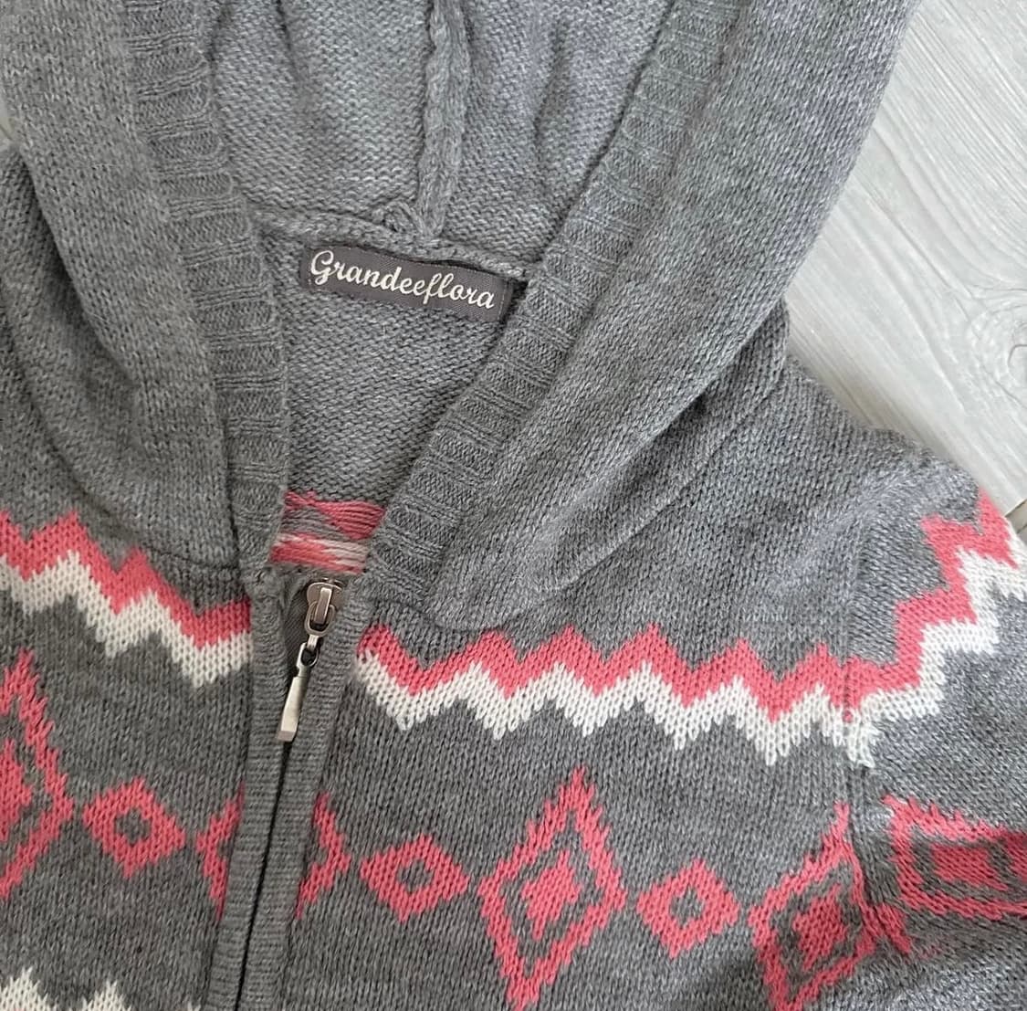 빈티지 폼폼 니트 후드 가디건 상품이미지4