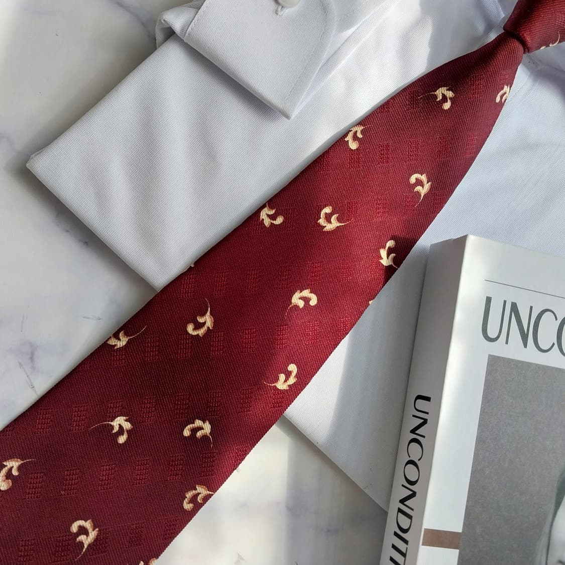 피에르 발망 실크 버건디 패턴 넥타이 9.5cm A+등급 K2389 상품이미지5