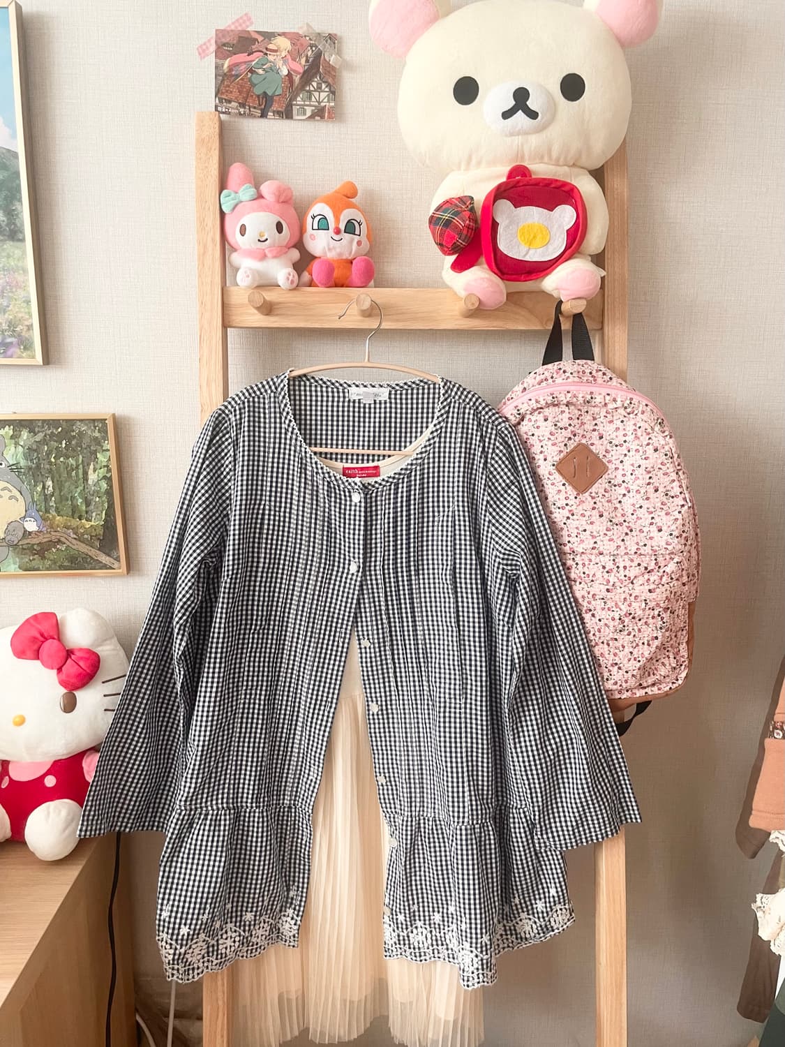 모리걸 빈티지 체크 자수 바선생 원피스 set 💙🤍🎀 상품이미지1