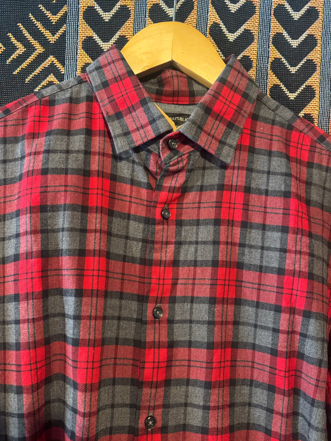 USA (울)폴라넬 체크  셔츠 레드 상품이미지3