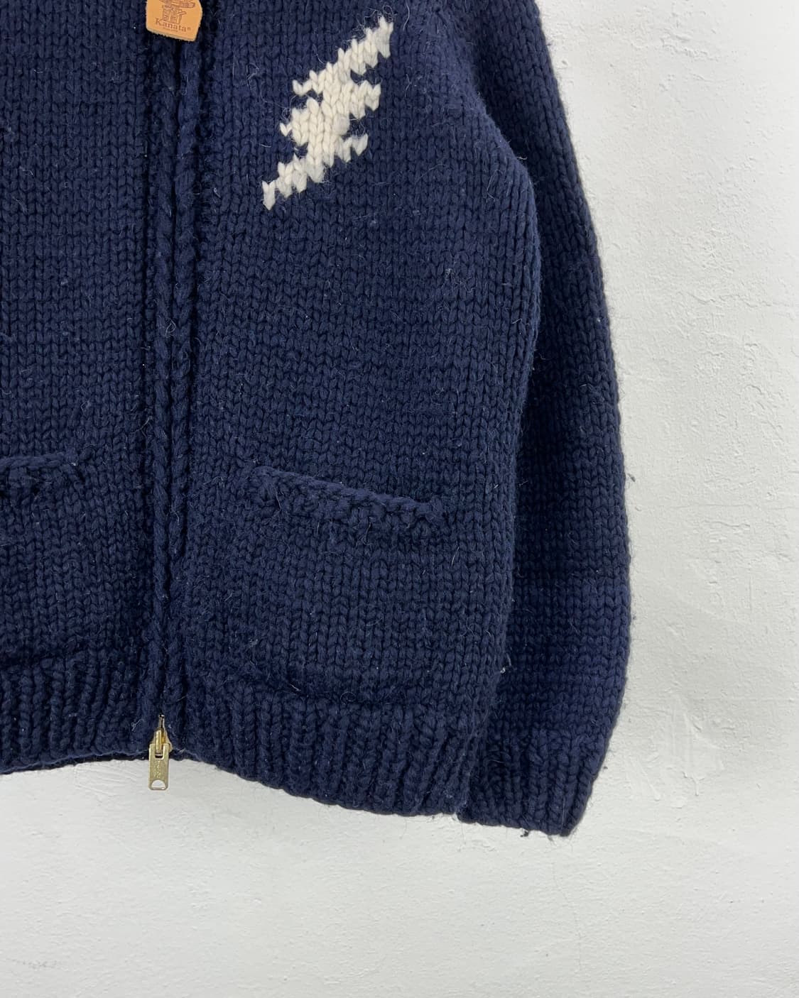 카나타 네이비 투 포켓 썬더 코위찬 스웨터 카라 자켓 상품이미지5