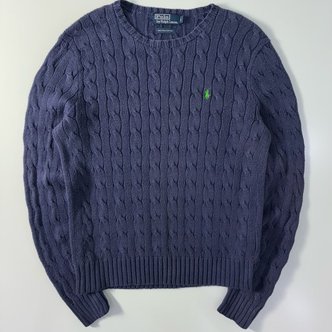 Polo  폴로 랄프로렌 자수 피마코튼 네이비 꽈배기 니트  상품이미지1
