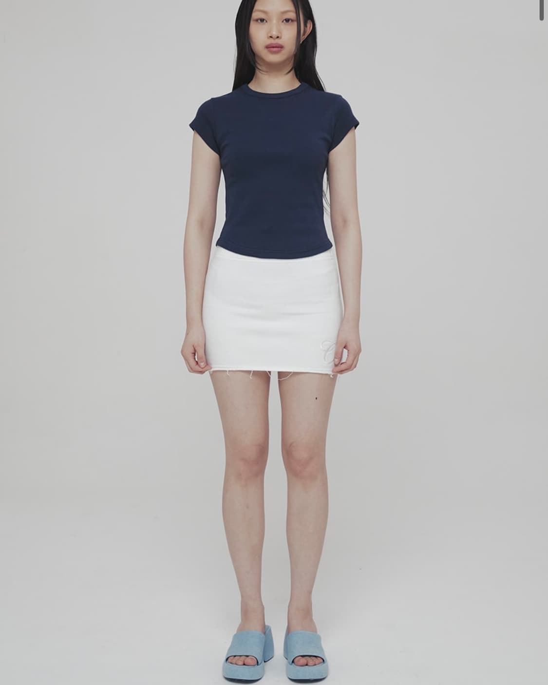 큐리티 반팔 티셔츠 C 90S LINE BASIC T-SHIRT_NAVY 상품이미지1