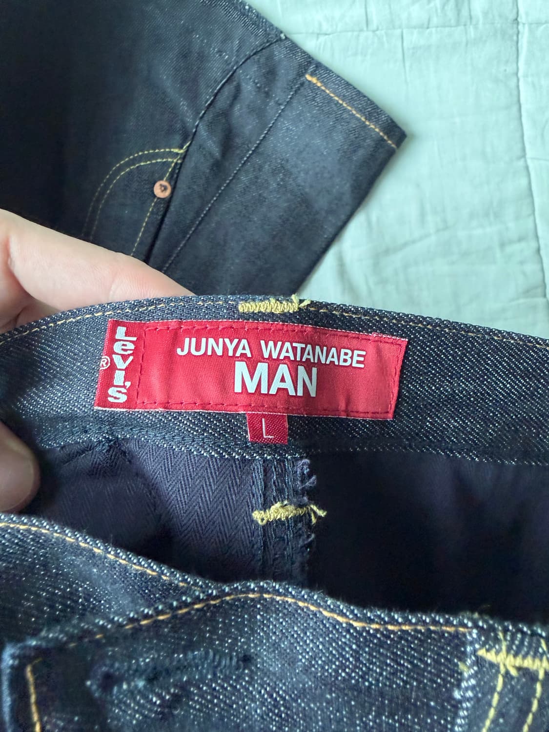 [L] 준야 와타나베 코튼 셀비지 데님 리바이스 W 네임 팬츠 인디고 상품이미지5