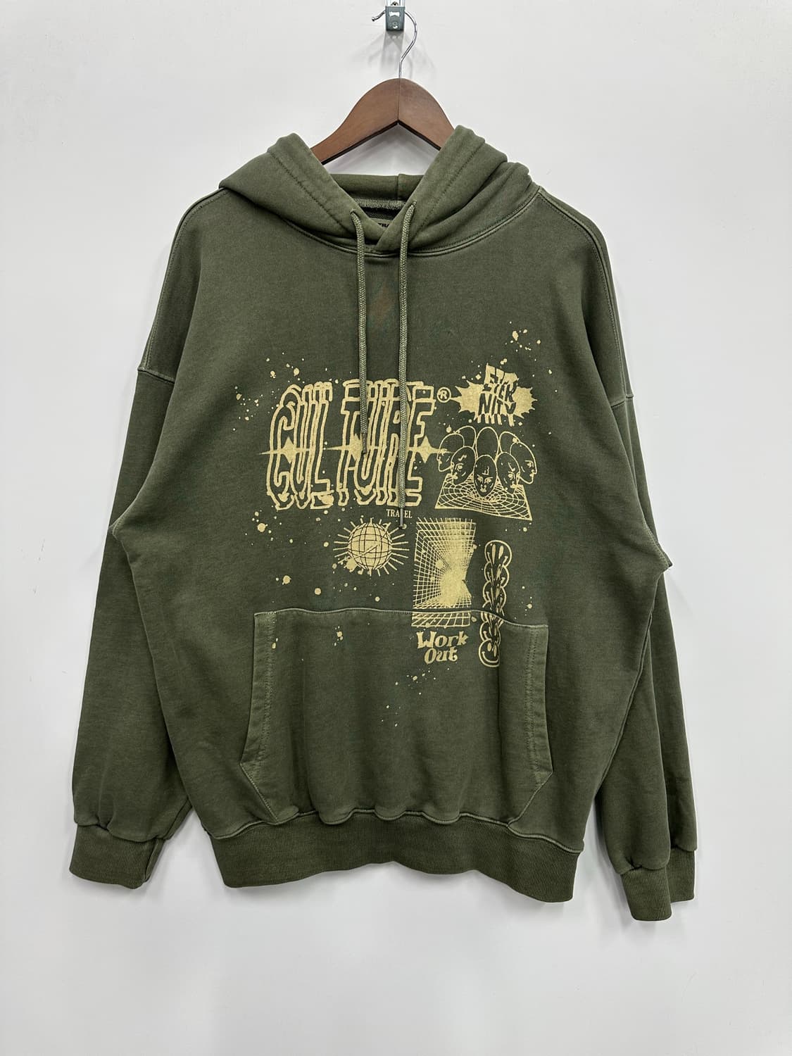 트래블 피그먼트 카키 후드티  상품이미지1