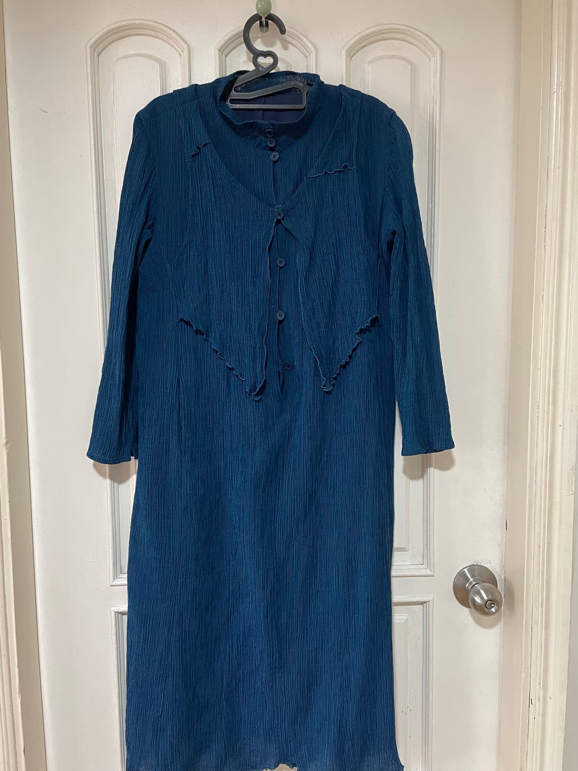 유니크 빈티지 플리츠 청록색 원피스 상품이미지1