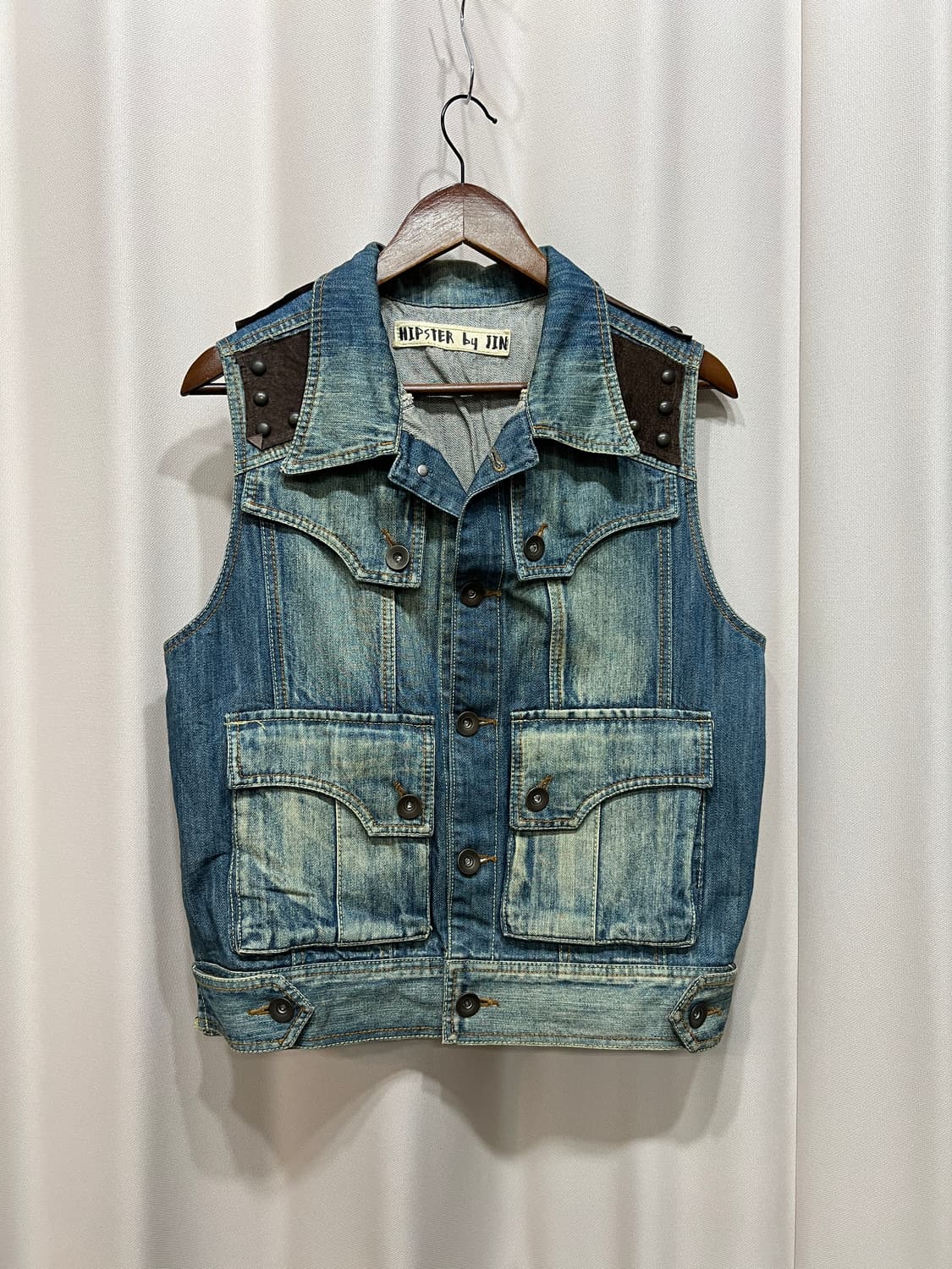 빈티지 웨스턴 스터드 데님 베스트 자켓  상품이미지3