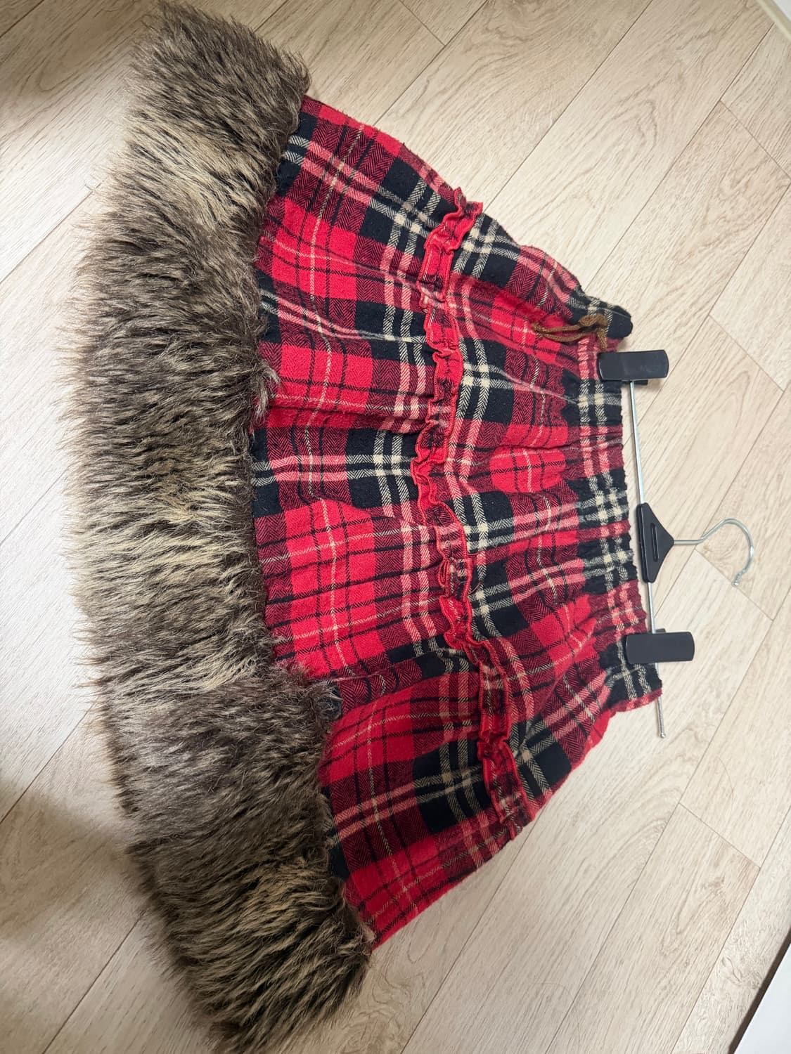 타탄체크 퍼 스커트 상품이미지1