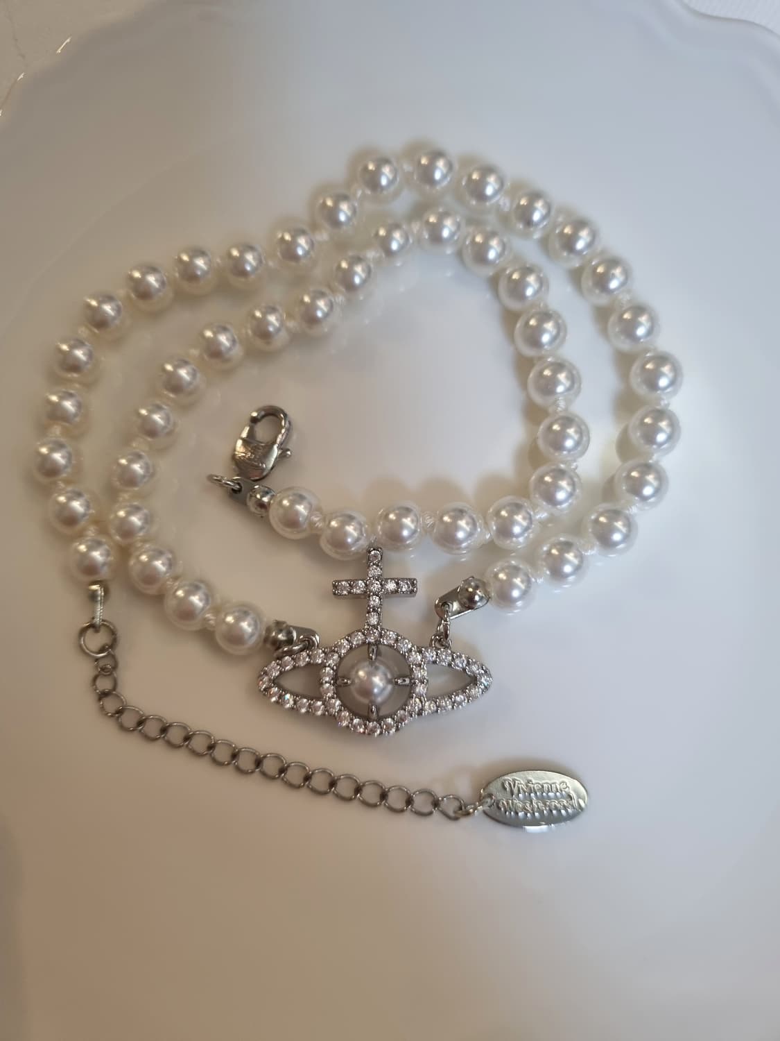 비비안웨스트우드 업사이클링  진주큐빅  진주 목걸이 상품이미지1