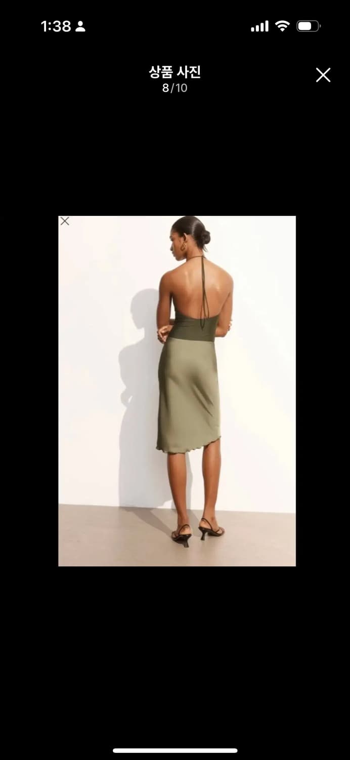 [실사O] H&M 실크 새틴 니랭스 슬립 스커트 (카키/올리브) 상품이미지3