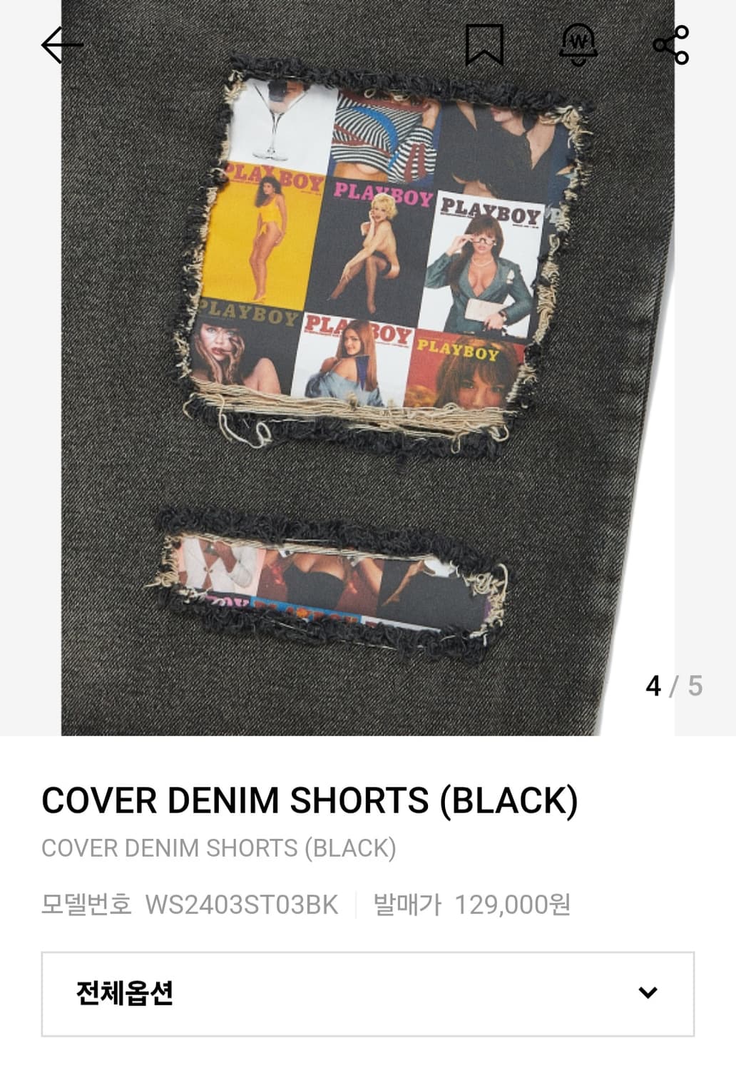 위캔더스x플레이보이 COVER DENIM SHORTS(BLACK) M 상품이미지2