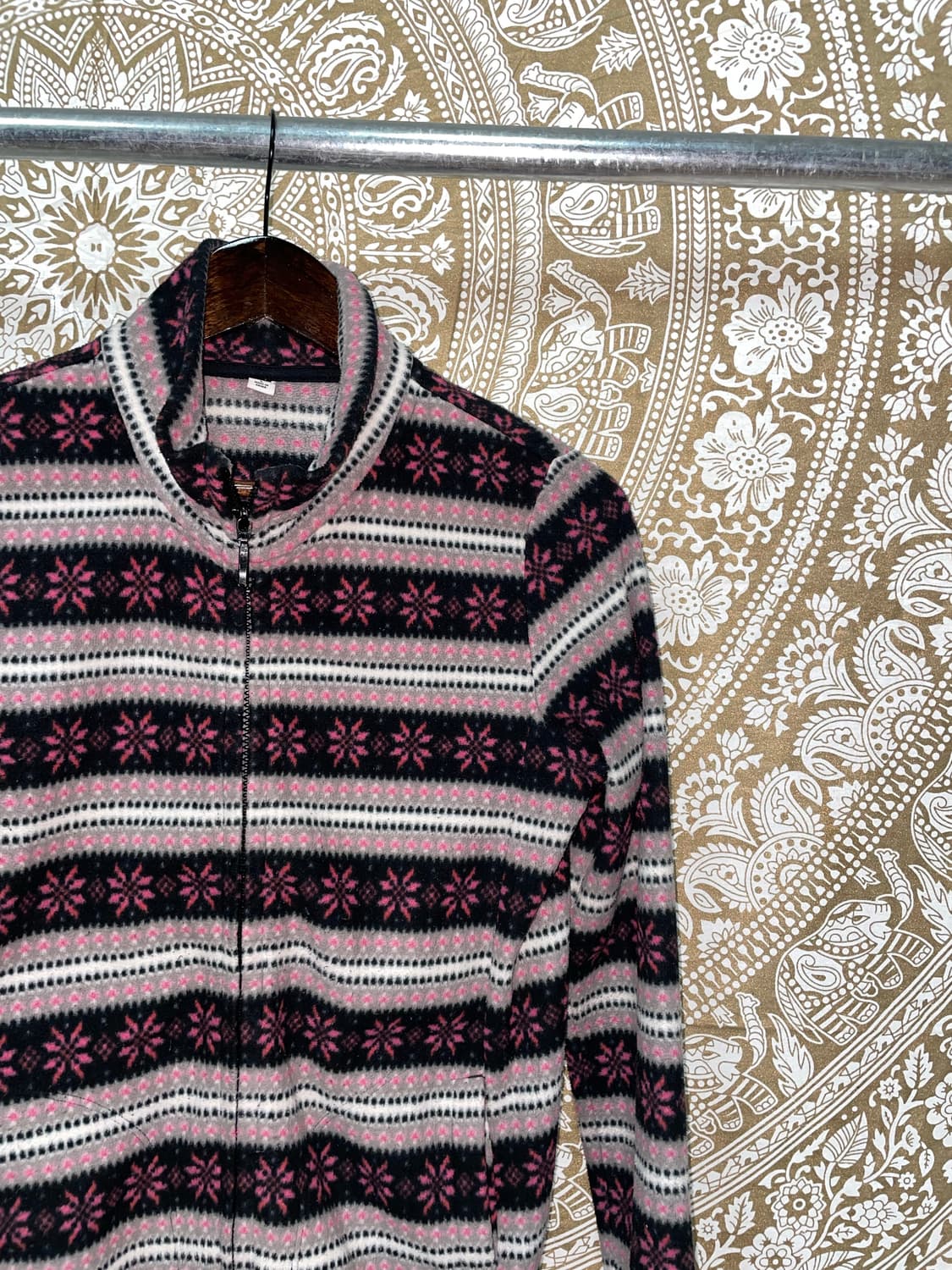 유니클로 여성 에스닉 핑크 배색 후리스  상품이미지4