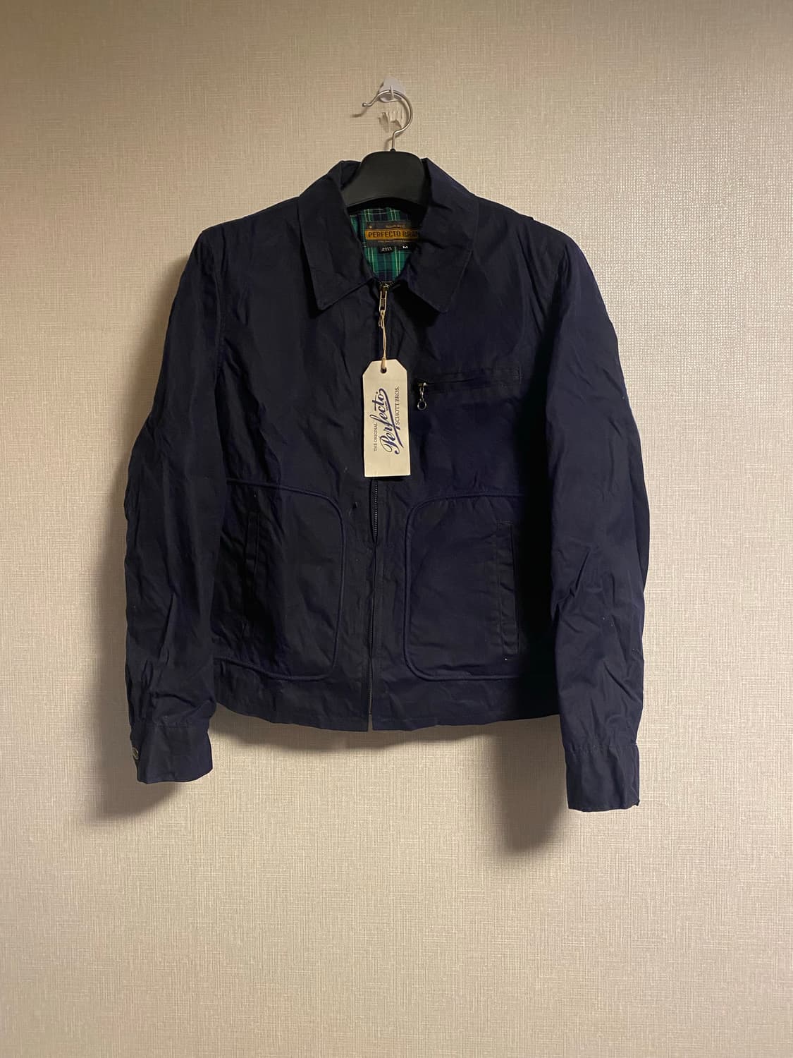 Schott Perfecto 네이비 왁스 자켓 상품이미지1