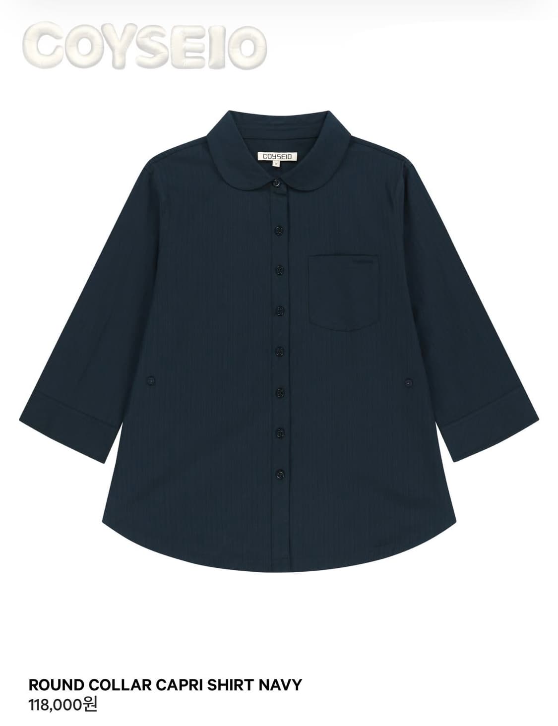 코이세이오 round collar capri shirt navy 상품이미지1