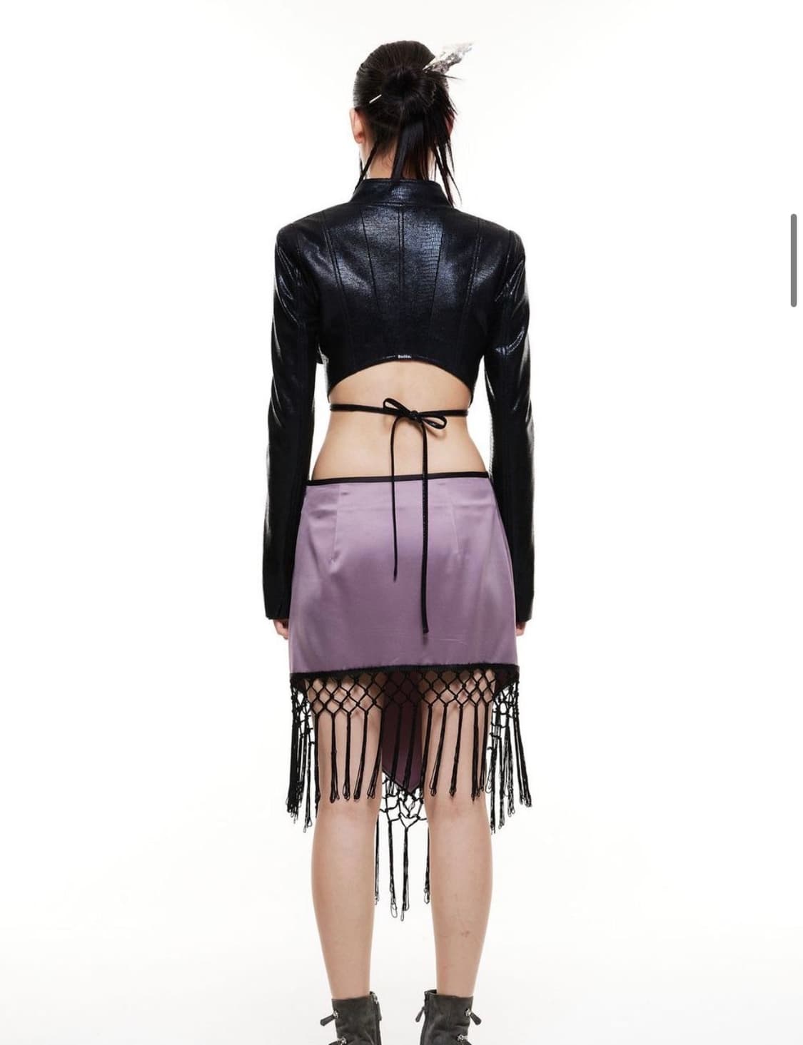 Satin Tassel Skirt Vintage Purple S사이즈 상품이미지2