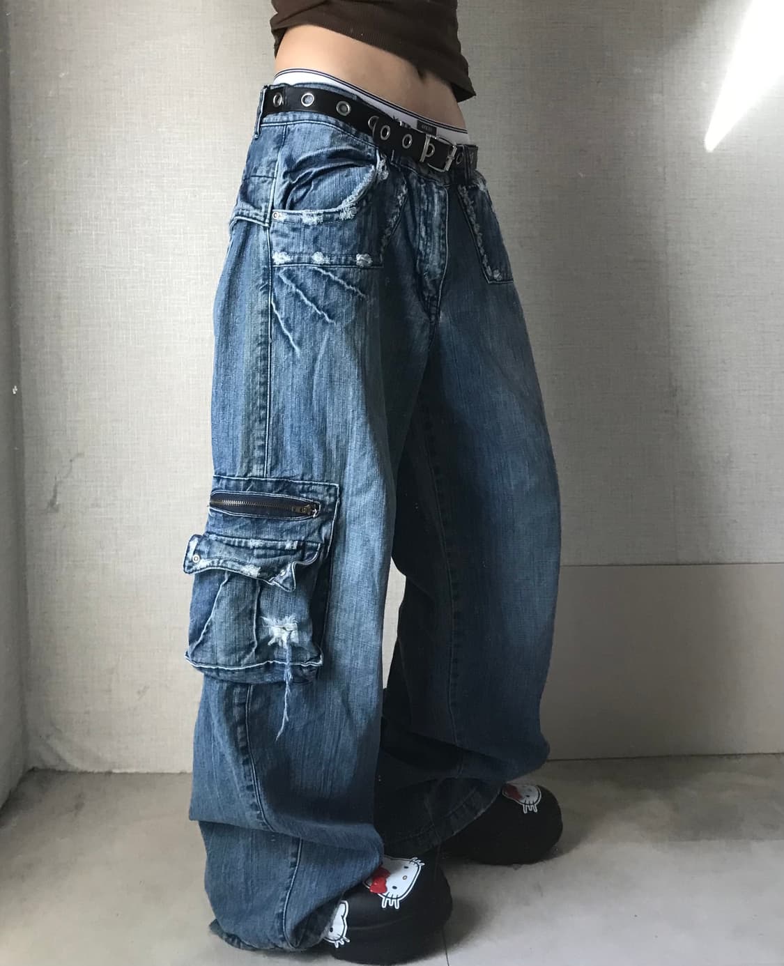 빈티지 와이드핏 데님 카고팬츠 상품이미지3