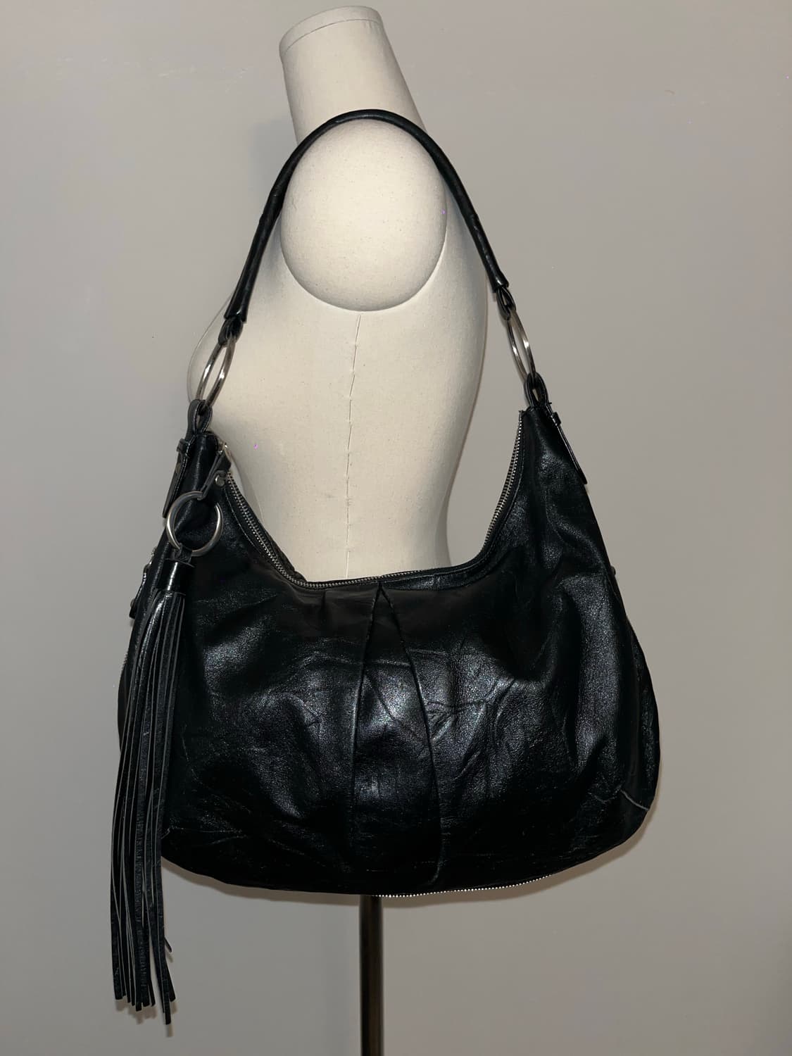 Japanese vintage all black shoulder bag 상품이미지2